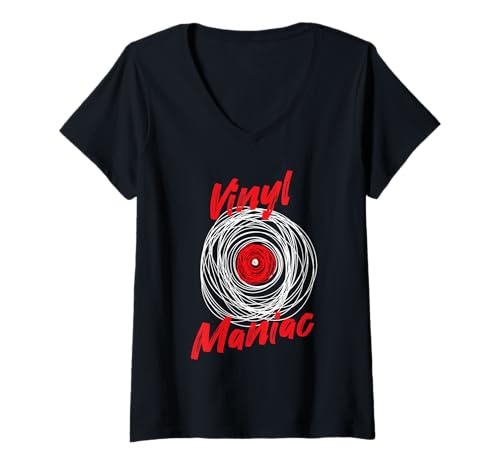 Damen Für Vinyl-Schallplatten-Liebhaber, Kistenbagger, DJ-Musiksammler T-Shirt mit V-Ausschnitt Damen Für Vinyl-Schallplatten-Liebhaber, Kistenbagger, DJ-Musiksammler T-Shirt mit V-Ausschnitt von Crate Digger Vinyl Records Collector Designs