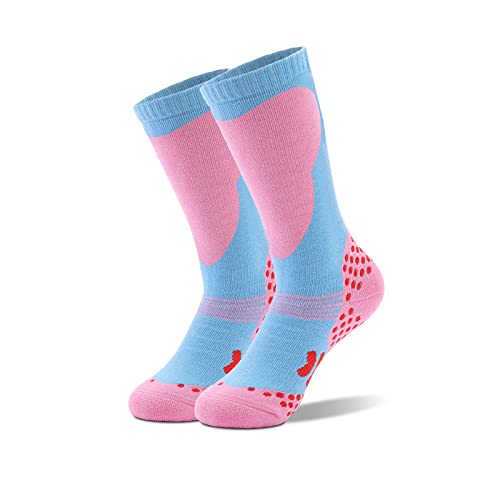 Crate Skisocken Kinder Unisex Baumwolle Skistrümpfe Kinder Thermosocken Kinder für Jungen Mädchen,Dicke Verstärkte Kniestrümpfe Winter Sportsocken für Kinder Active Kniehoch Bunt Warm zum Skifahren von Crate