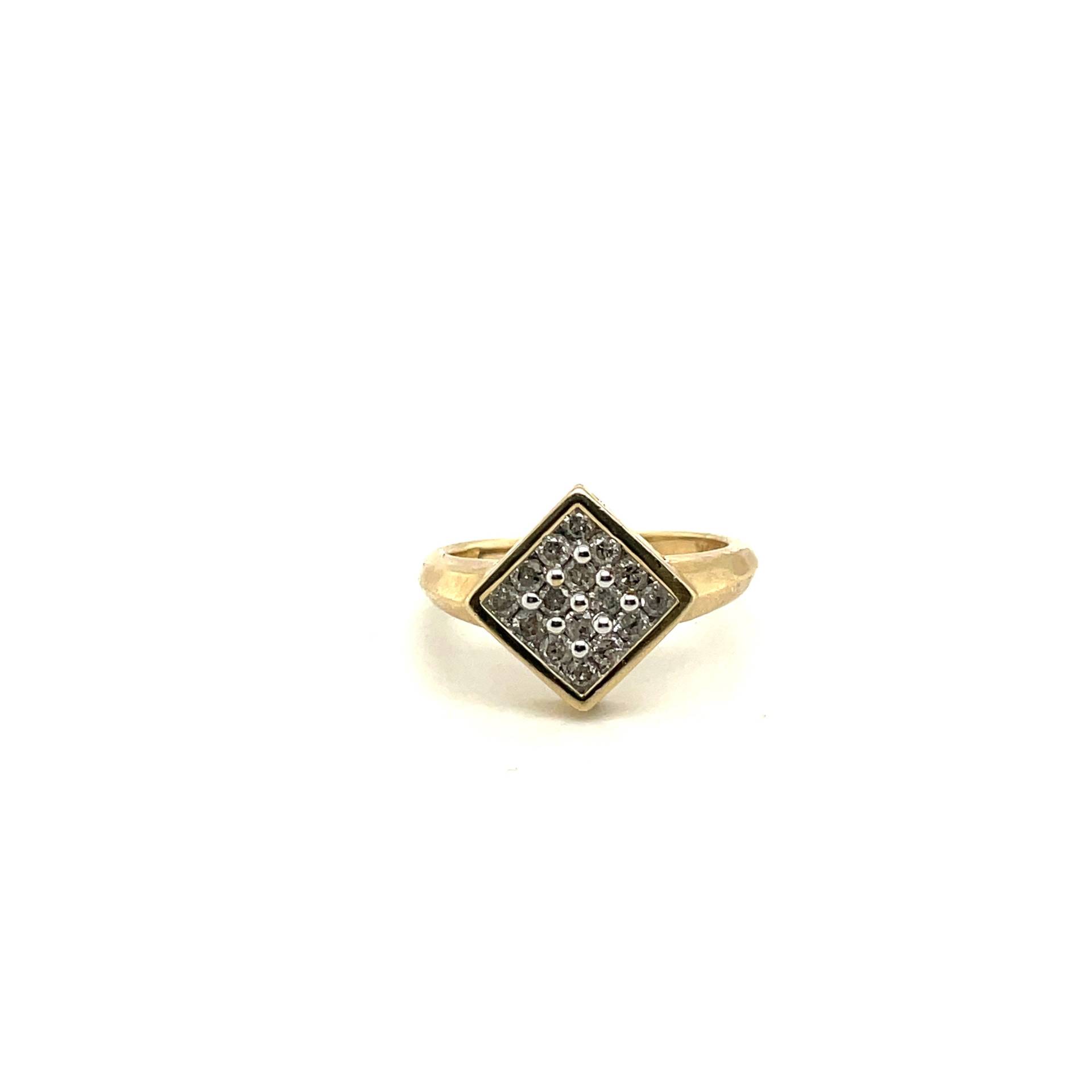 10K Gelbgold .50Ct Diamant Quadrat Illusion Set Ring von Crawfordsjewel