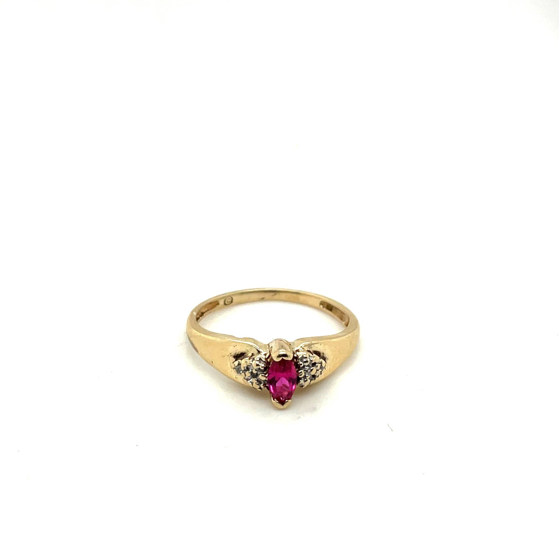 10K Gelbgold Diamant & Marquise Cut Rosa Saphir Ring von Crawfordsjewel