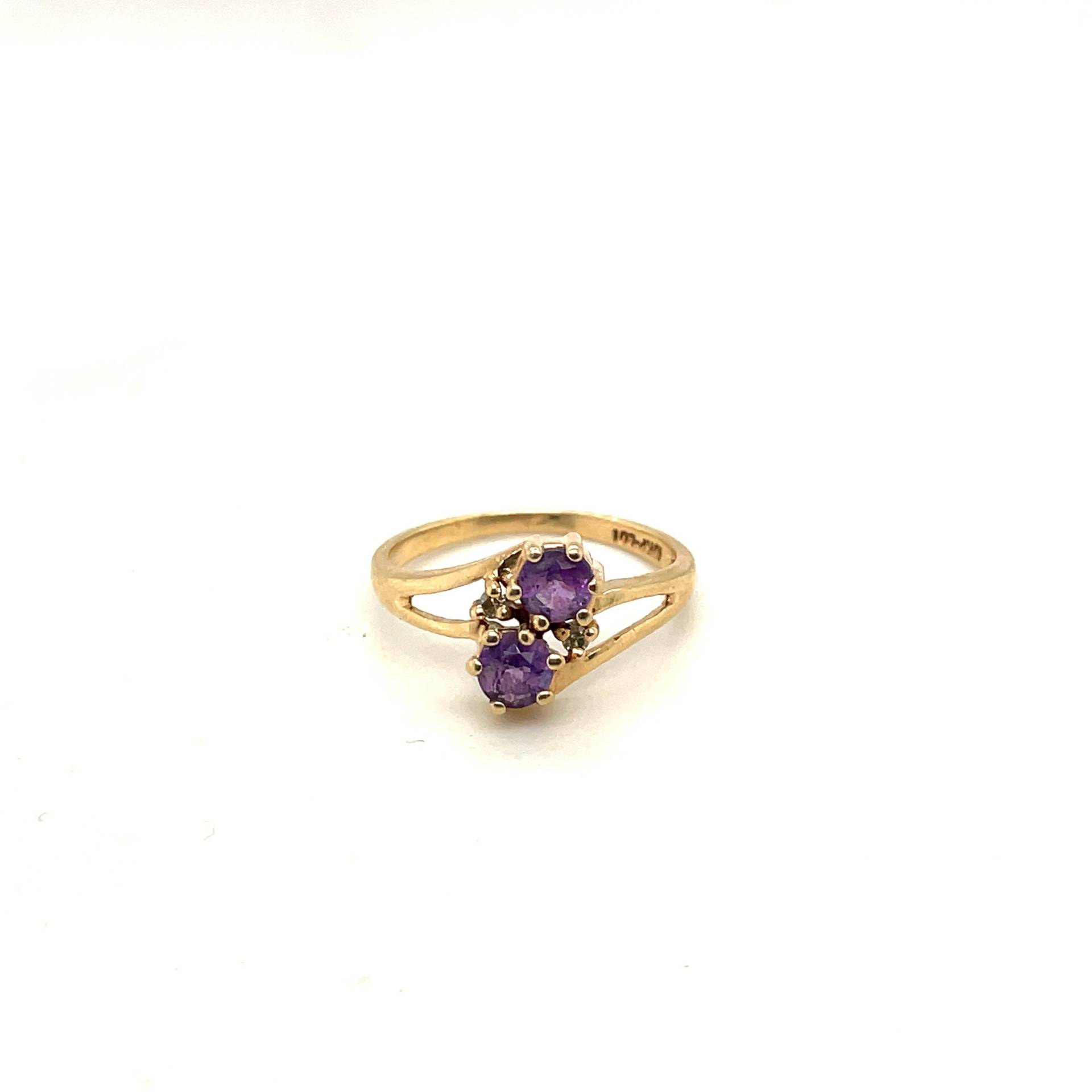 10K Gelbgold Double Round Amethyst Ring von Crawfordsjewel