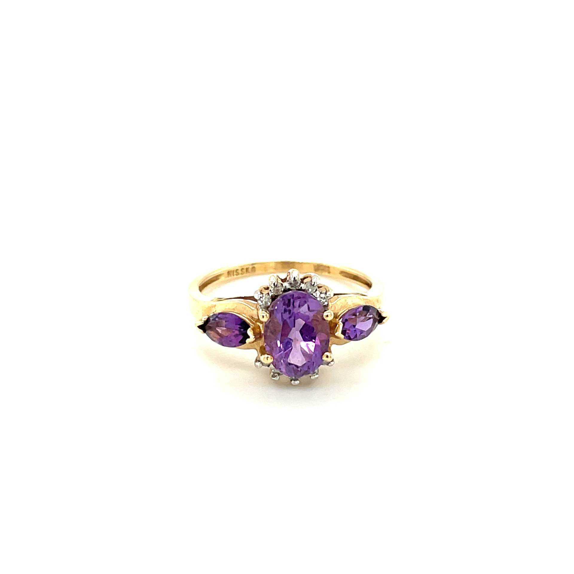 10K Gelbgold Oval Geschnitten Amethyst Ring von Crawfordsjewel