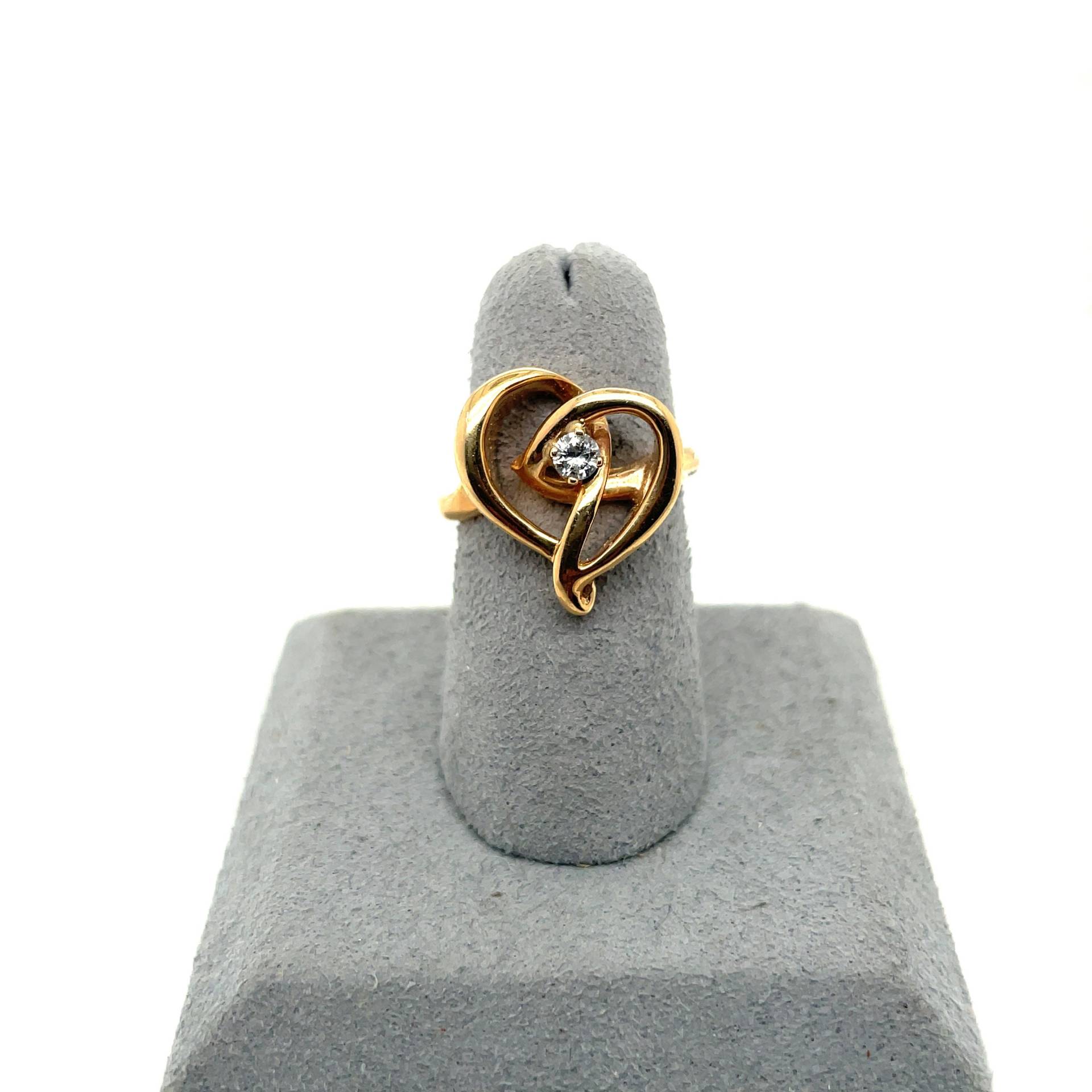 14K Gelbgold .10Ct Herz Solitär Ring von Crawfordsjewel