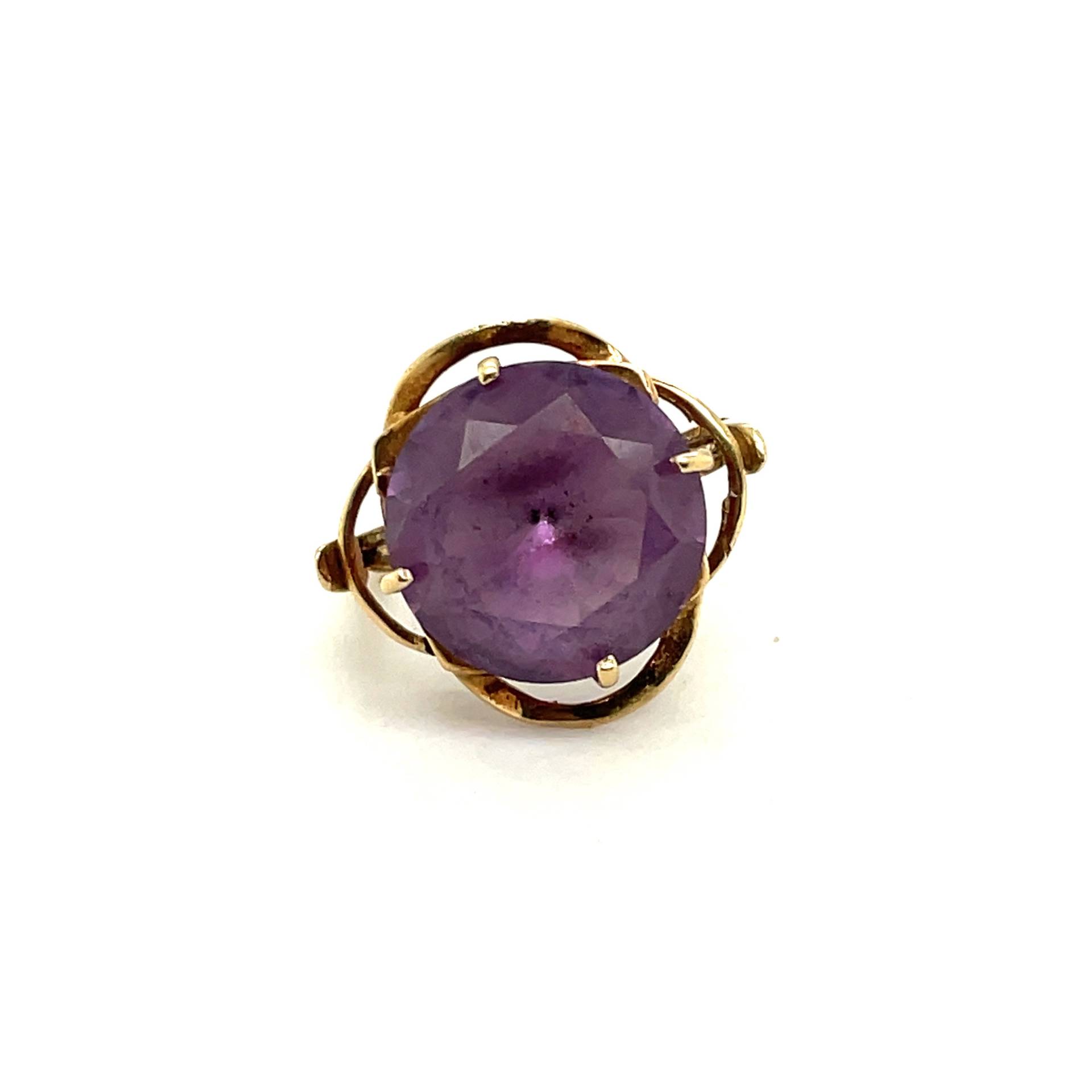 14K Gelbgold Amethyst Solitär Statement Ring von Crawfordsjewel