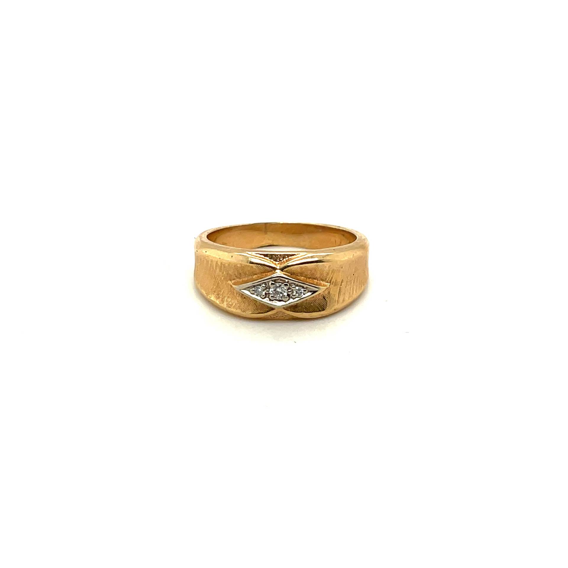 14K Gelbgold Diamant Matt Ring von Crawfordsjewel