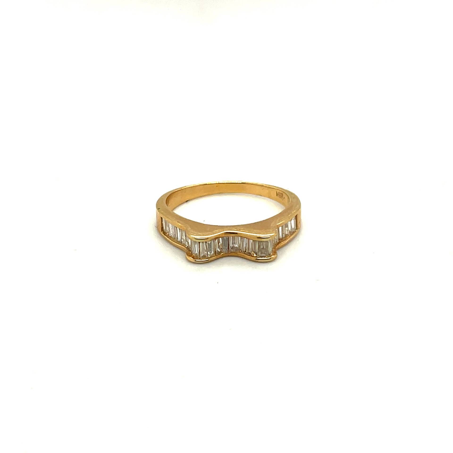 14K Gelbgold Diamant Welle Stapelbares Band von Crawfordsjewel