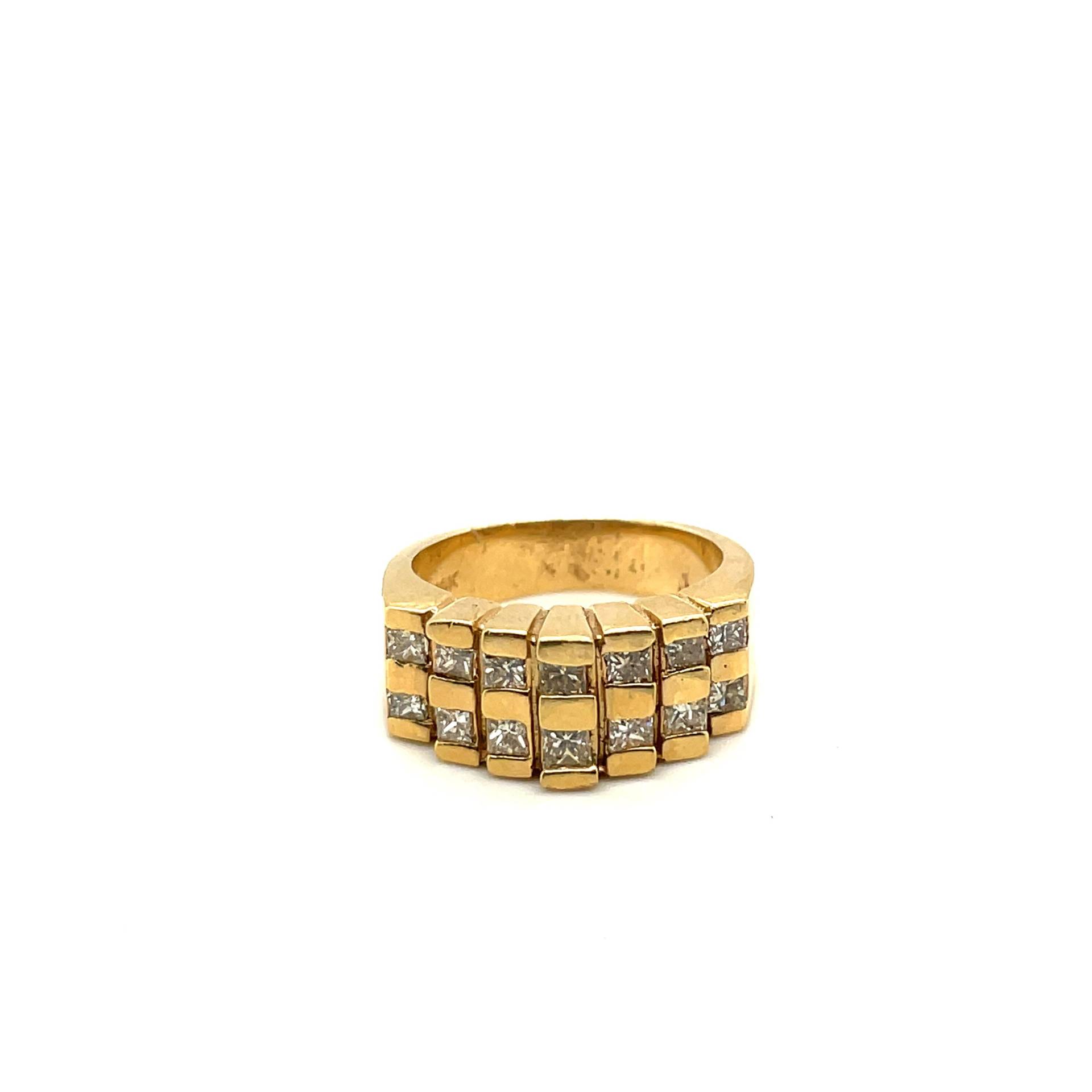 14K Gelbgold Diamant Zweireihder Ring Apex13442 von Crawfordsjewel