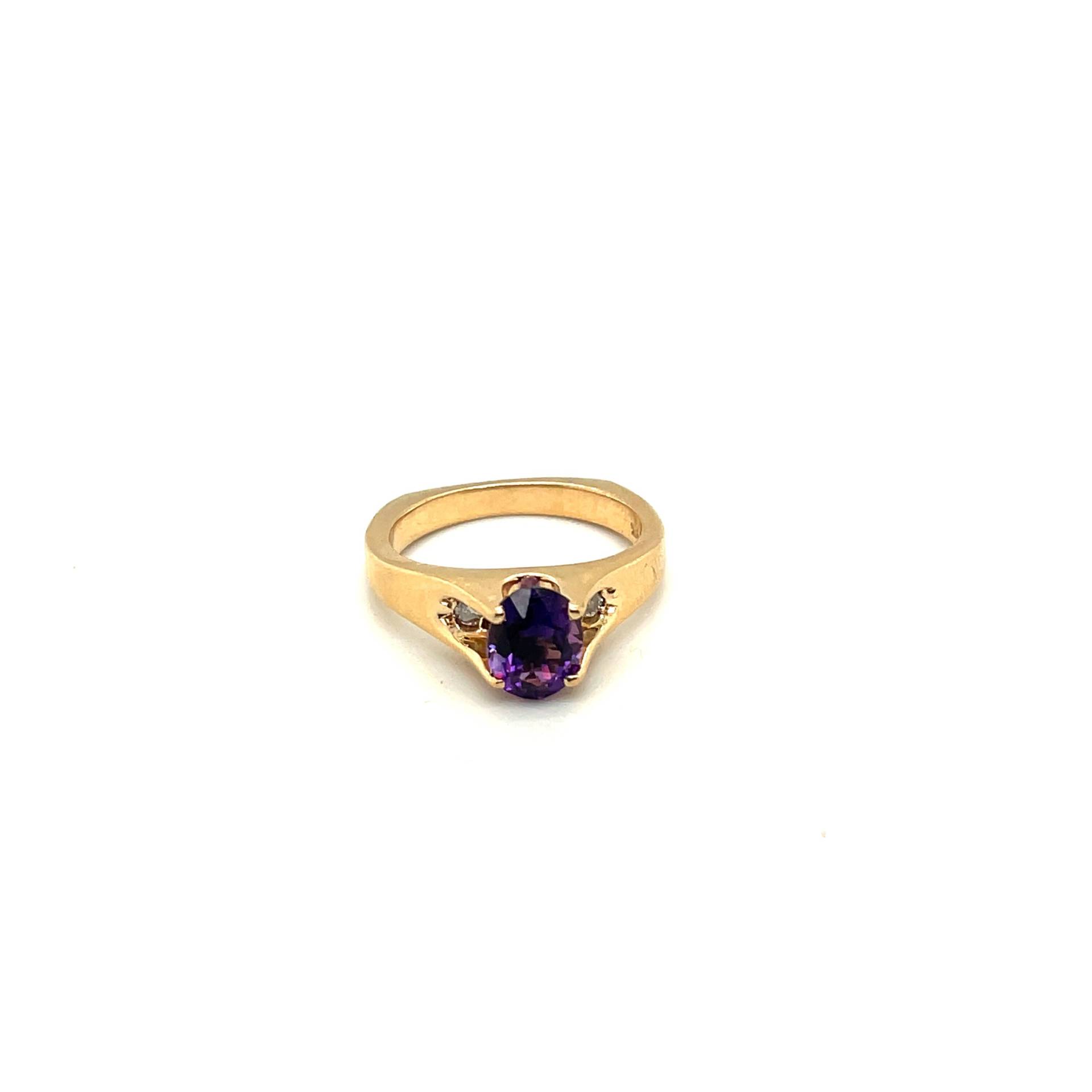 14K Gelbgold Diamant & Ovalschliff Amethyst Ring Apex13613 von Crawfordsjewel