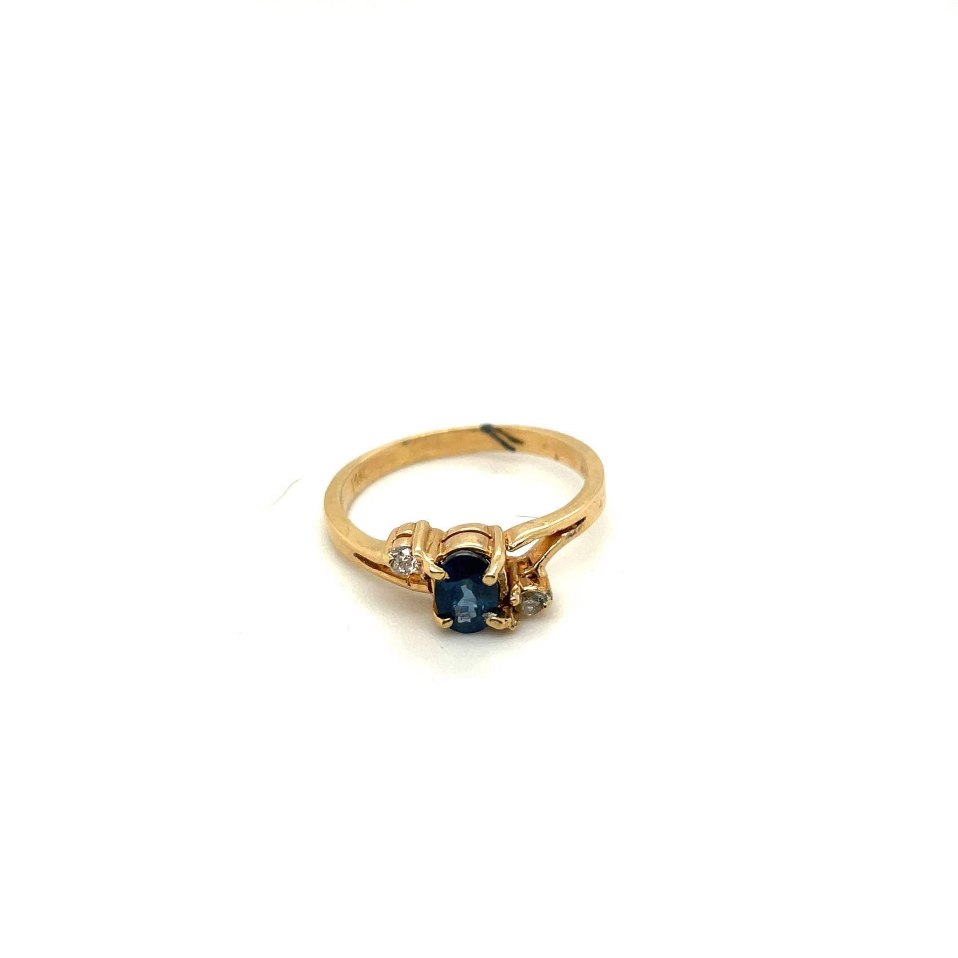 14K Gelbgold Diamant & Saphir Ring von Crawfordsjewel