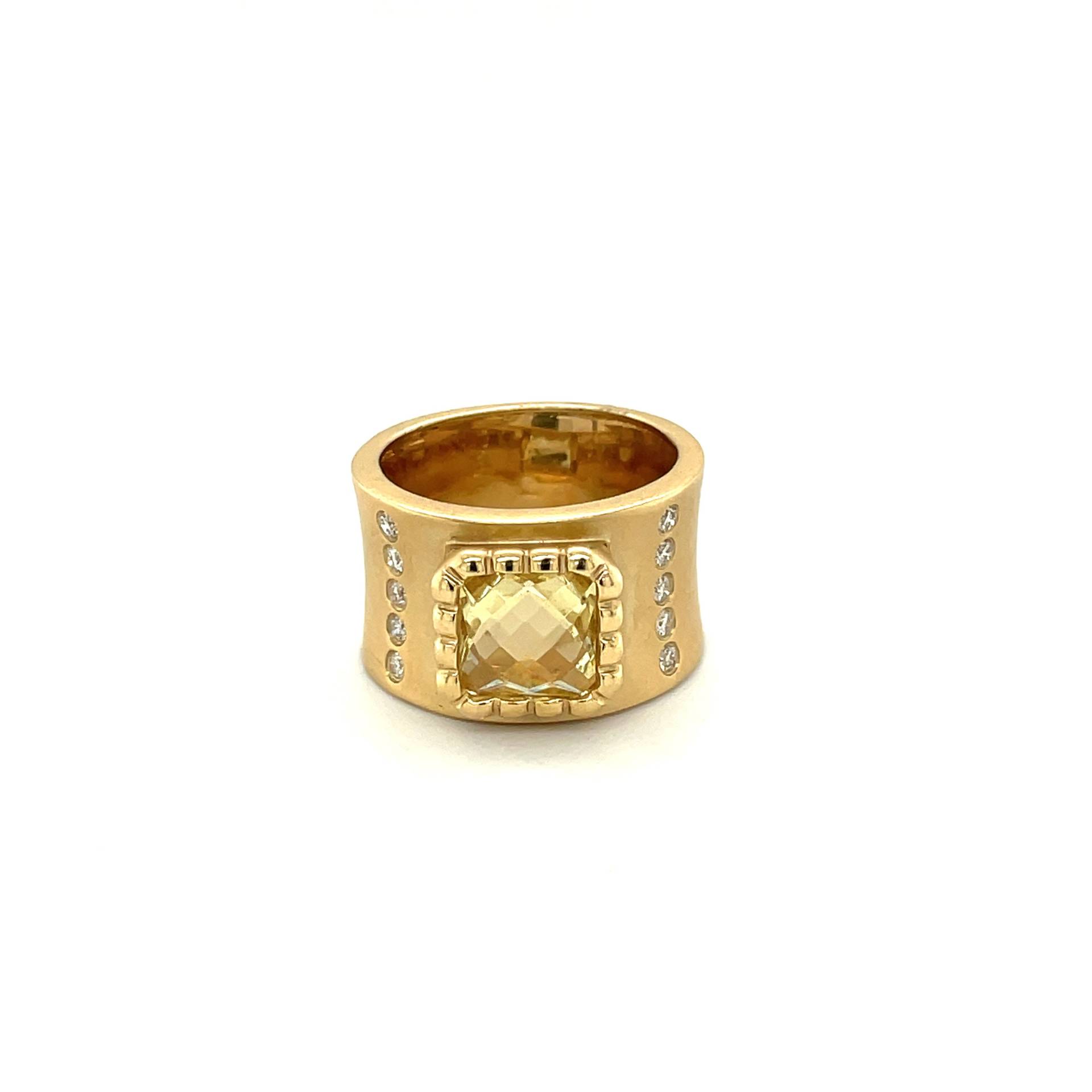 14K Gelbgold Kissenschliff Citrin Und Diamant Statement Ring von Crawfordsjewel