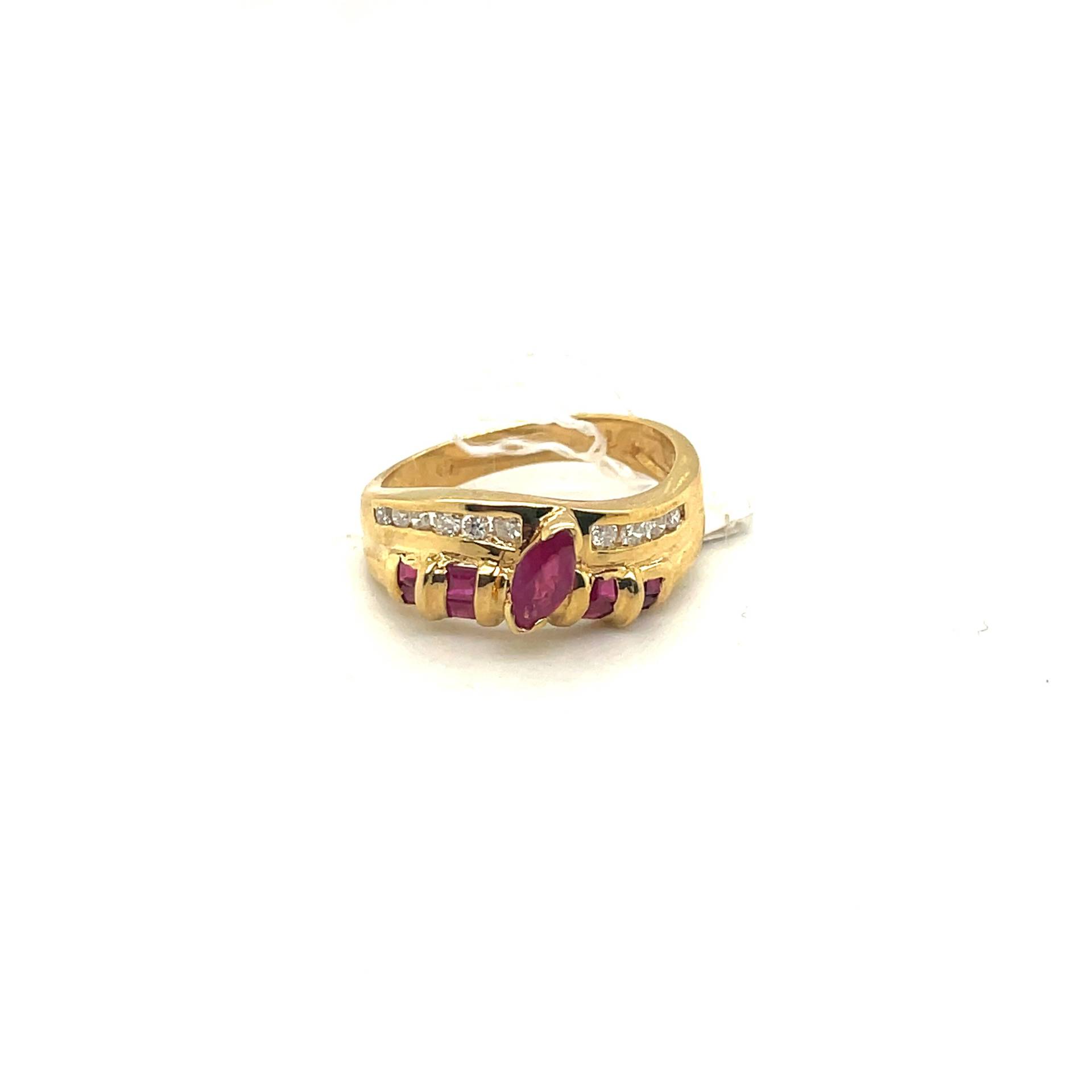 14K Gelbgold Marquise Und Prinzessin Cut Rubin Diamant Ring Apex13719 von Crawfordsjewel