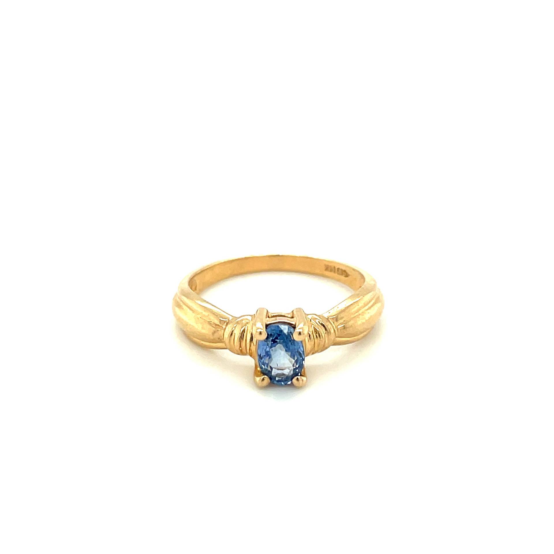 14K Gelbgold Oval Geschnitten Tanzanitring von Crawfordsjewel