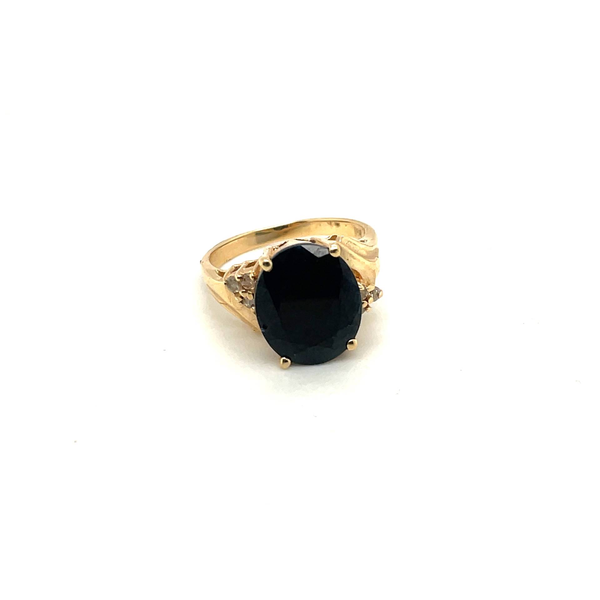 14K Gelbgold Oval Schwarzer Diamant Ring von Crawfordsjewel