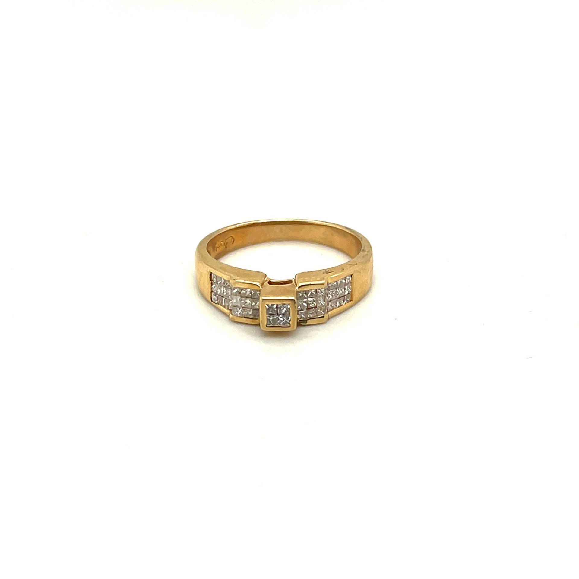 14K Gelbgold Prinzessin Diamant Illusion Verlobungsring von Crawfordsjewel