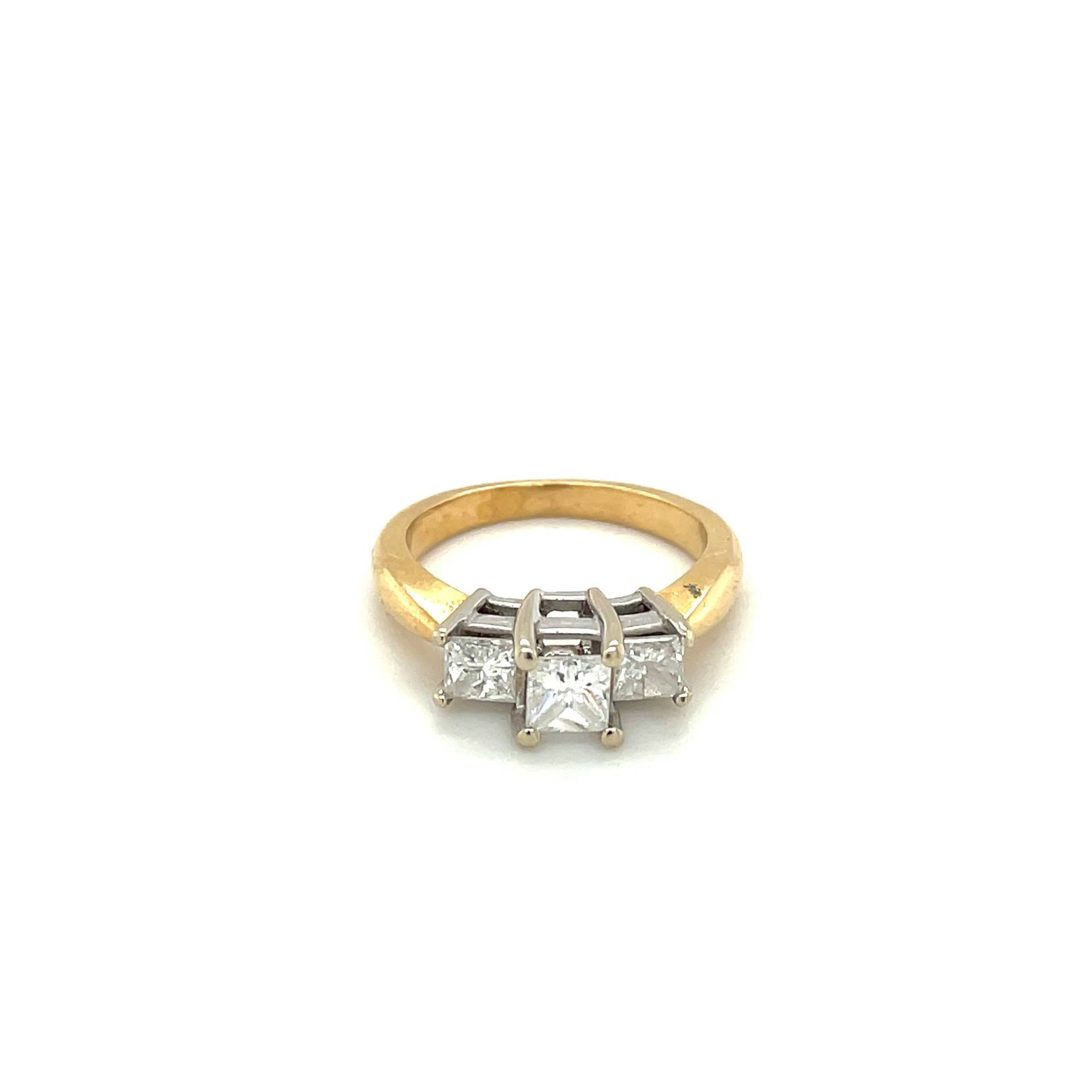 14K Gelbgold Prinzessin Geschnitten Diamant-Ring von Crawfordsjewel