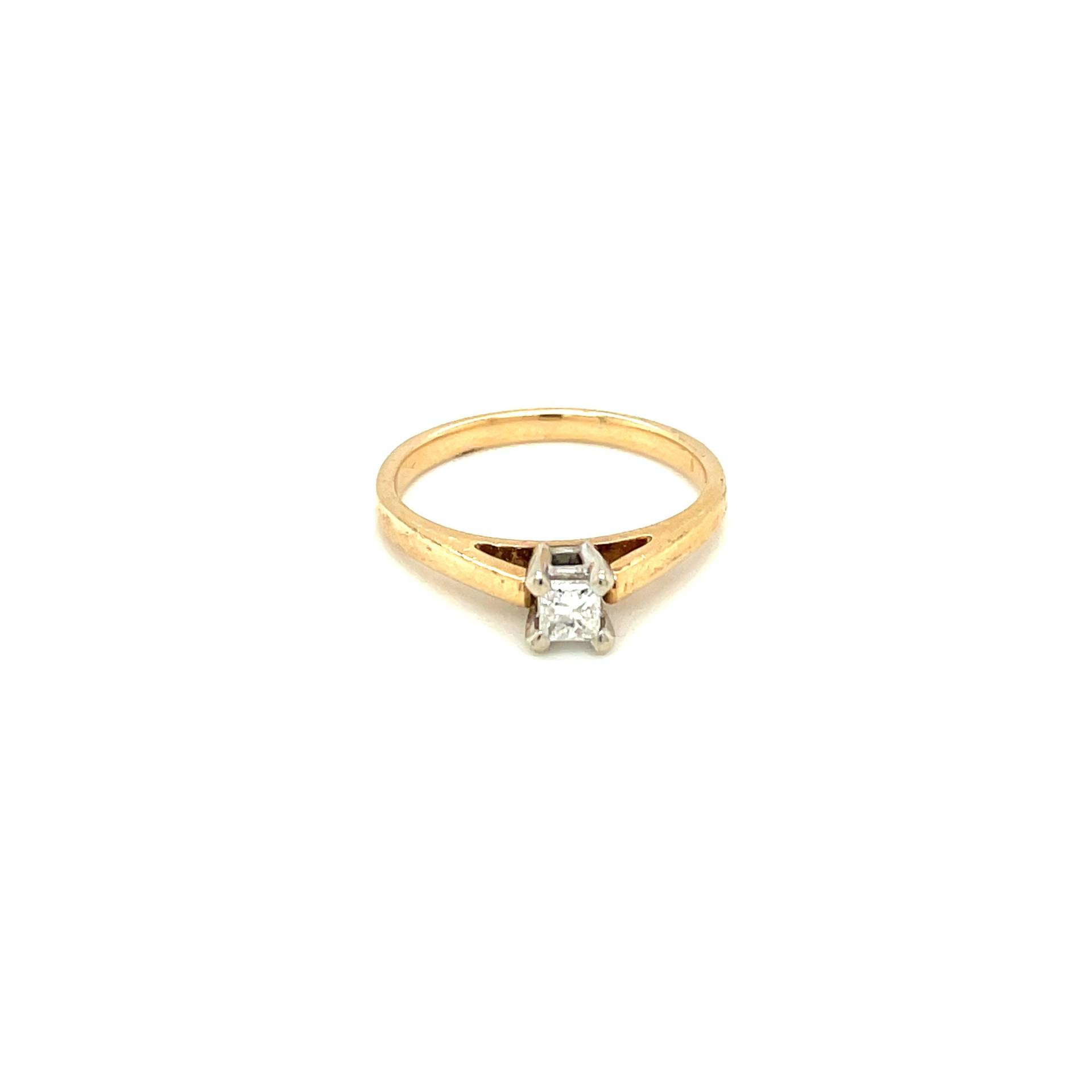 14K Gelbgold Prinzessin Geschnitten Diamant Solitär Ring | Diamant-Verlobungsring von Crawfordsjewel