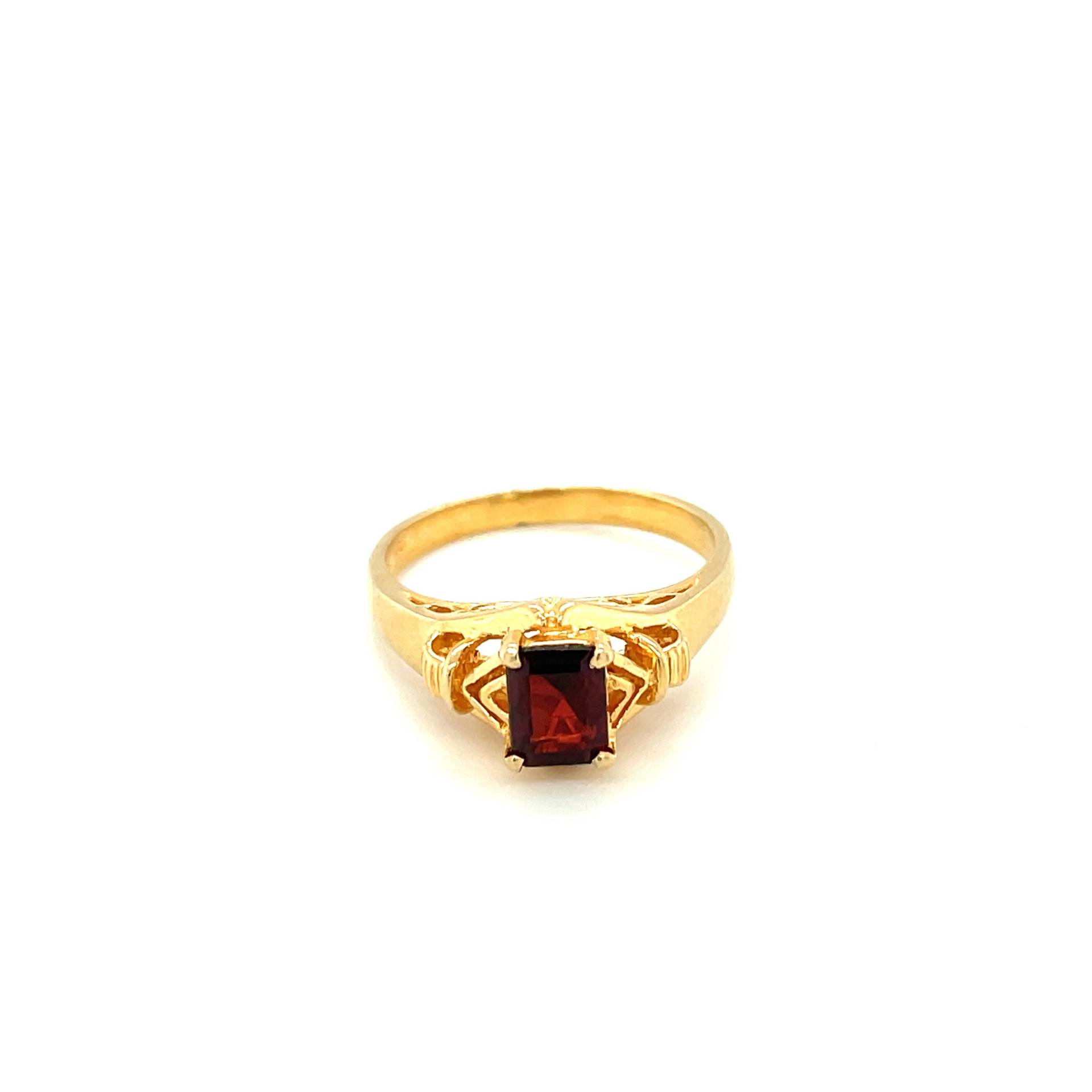 14K Gelbgold Smaragd Geschnitten Granat Ring von Crawfordsjewel