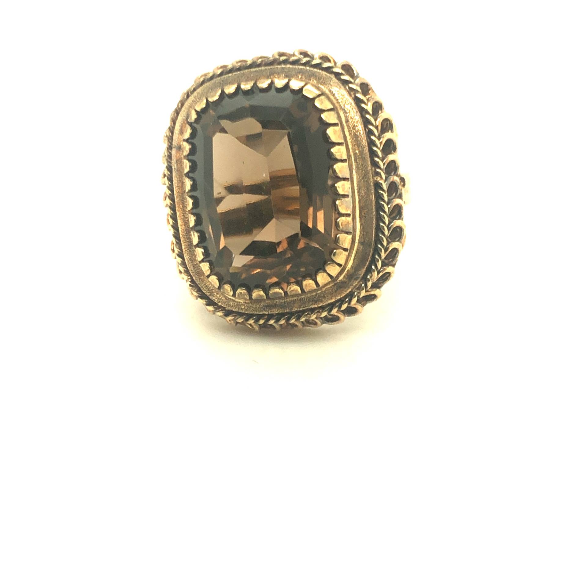 14K Gelbgold Vintage Rauchtopas Ring von Crawfordsjewel