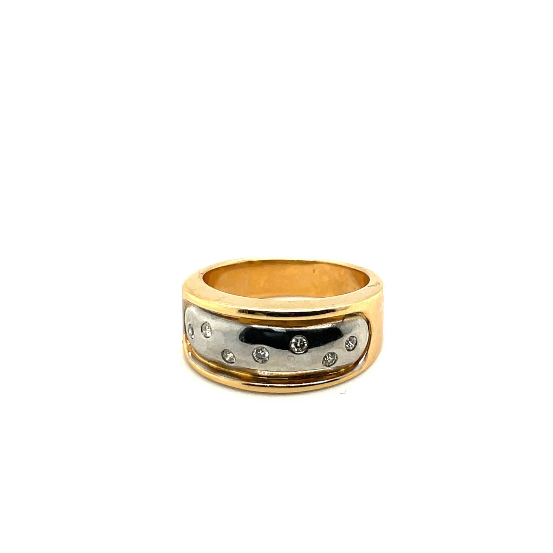 14K Weiß & Gelbgold Diamant Lünette Ring Apex13487 von Crawfordsjewel