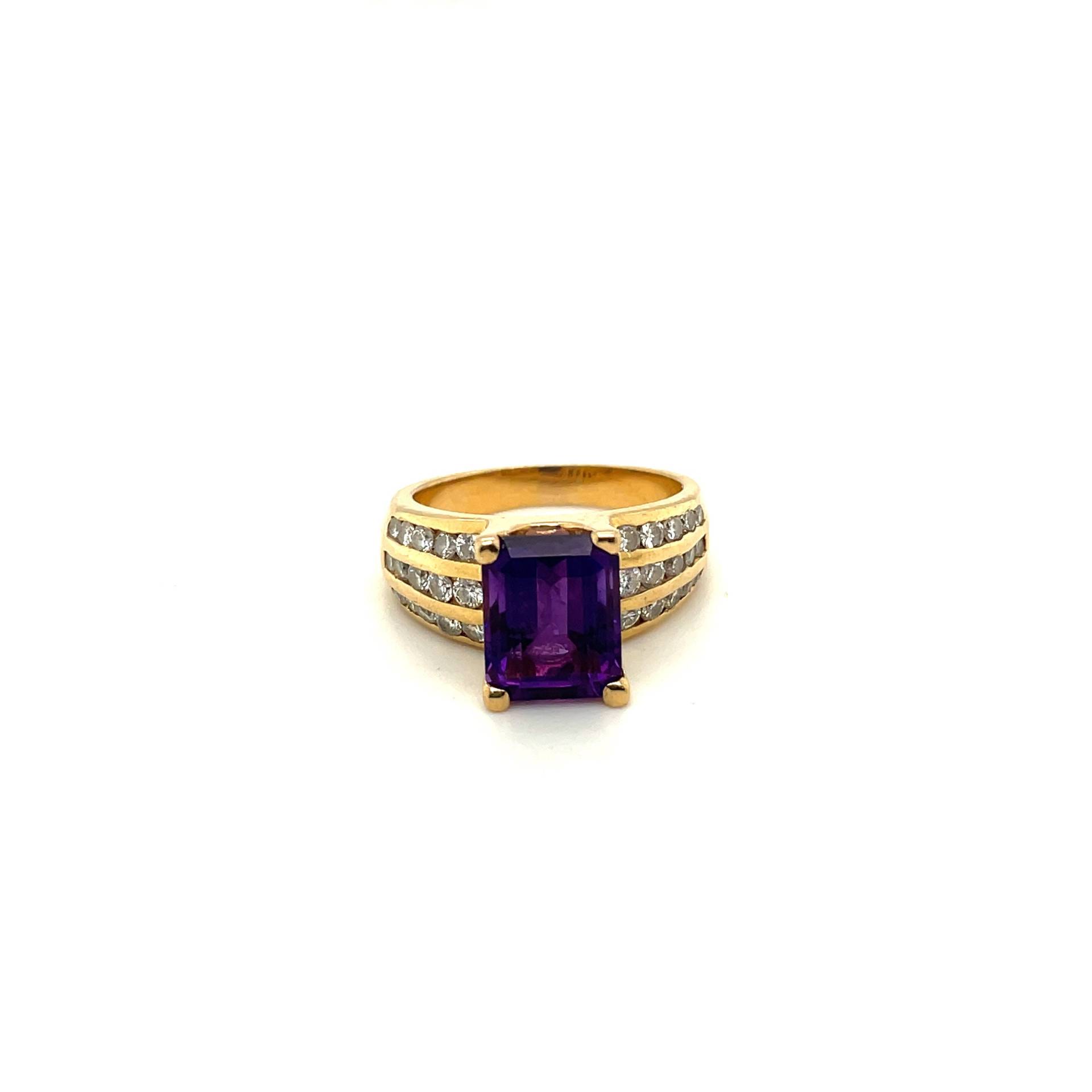 14Kt Gelbgold Diamant & Amethyst Verlobungsring von Crawfordsjewel