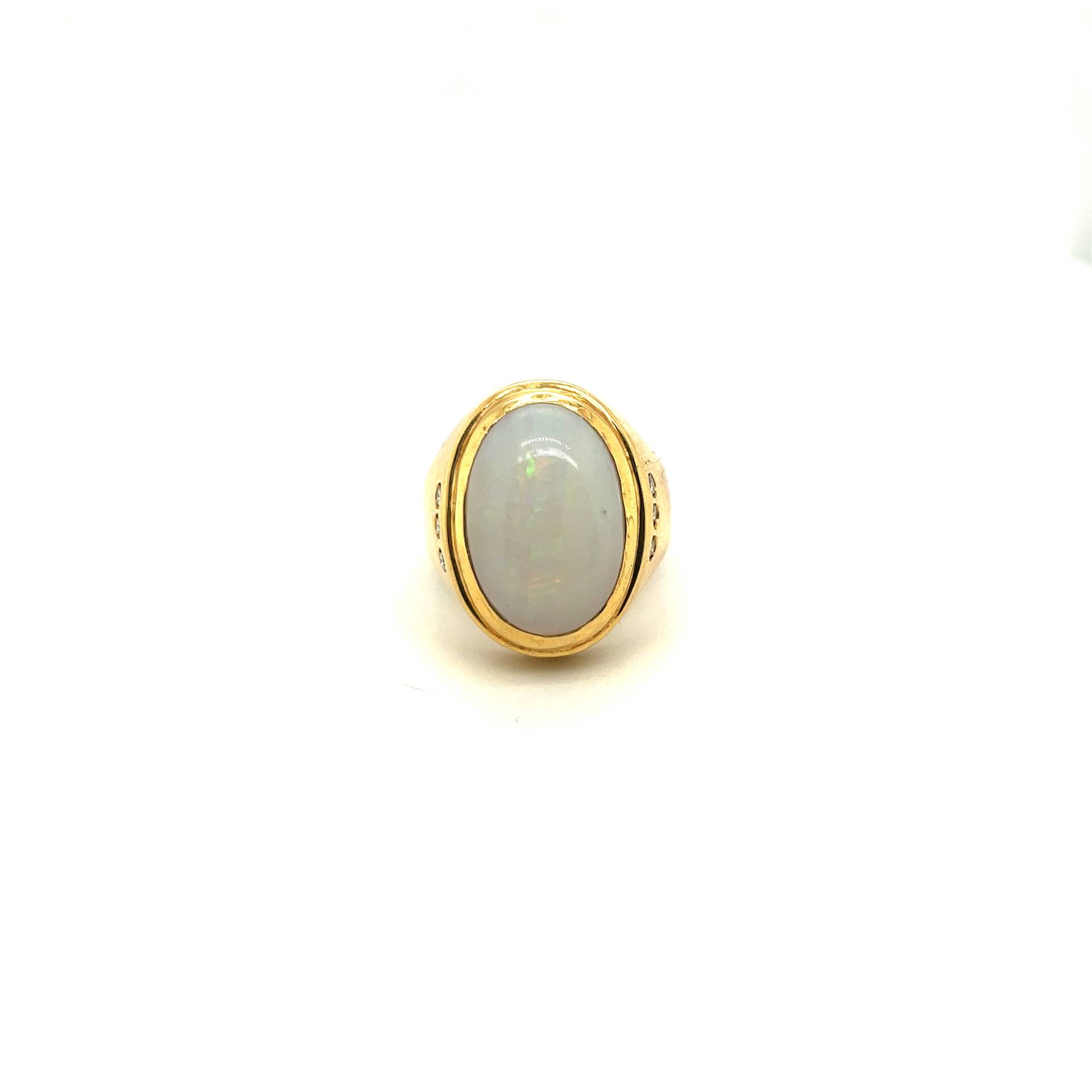 18K Gelbgold Diamant & Oval Opal Statement Ring Apex13461 von Crawfordsjewel