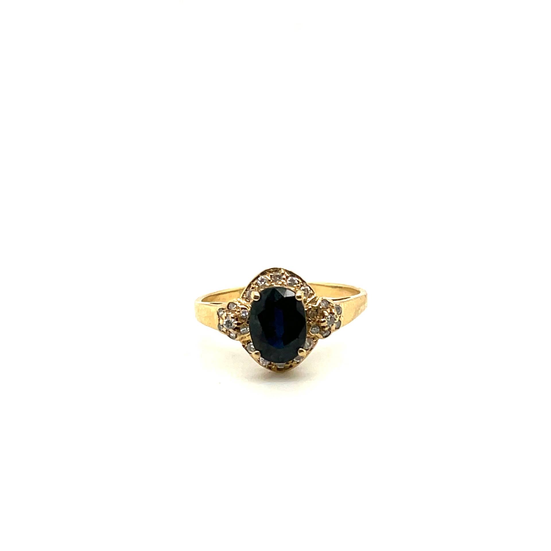 18K Gelbgold Diamant & Ovaler Saphir Ring Apex13401 von Crawfordsjewel