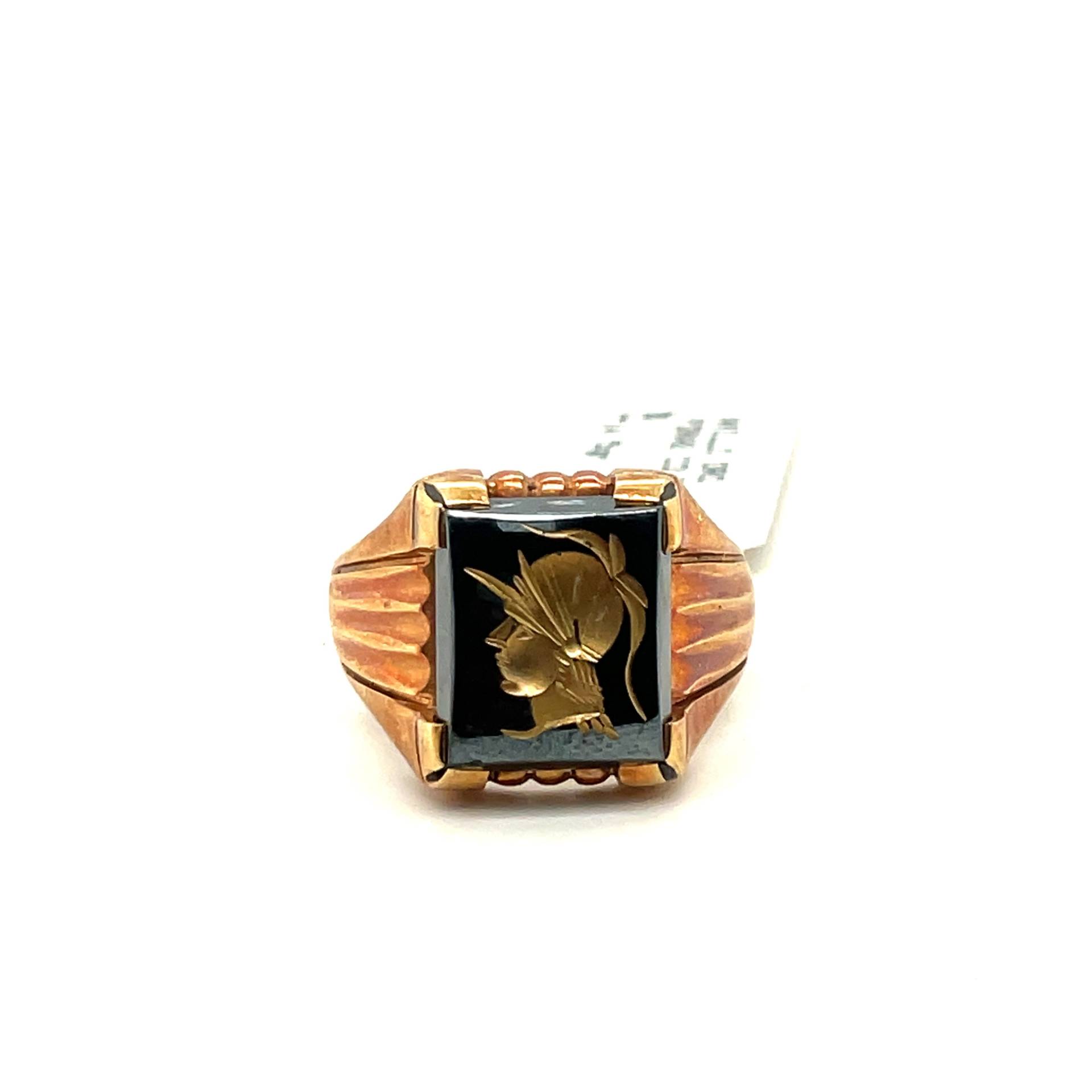 18K Gelbgold Herren Intaglio Ring Apex13546 von Crawfordsjewel