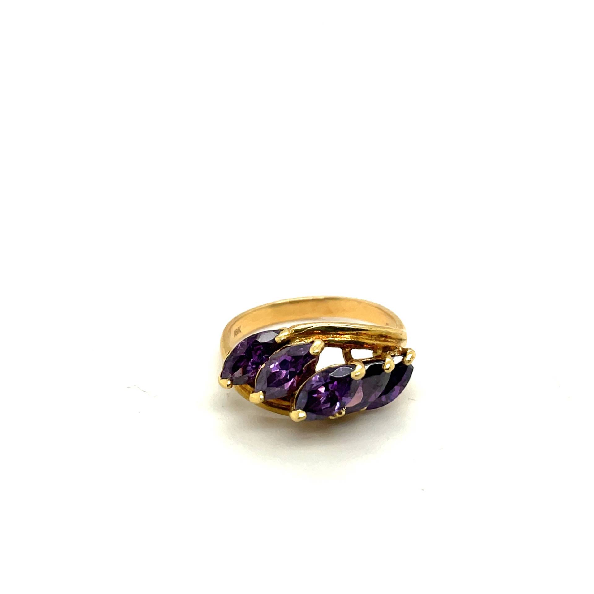 18K Gelbgold Marquise Cut Amethyst Ring von Crawfordsjewel