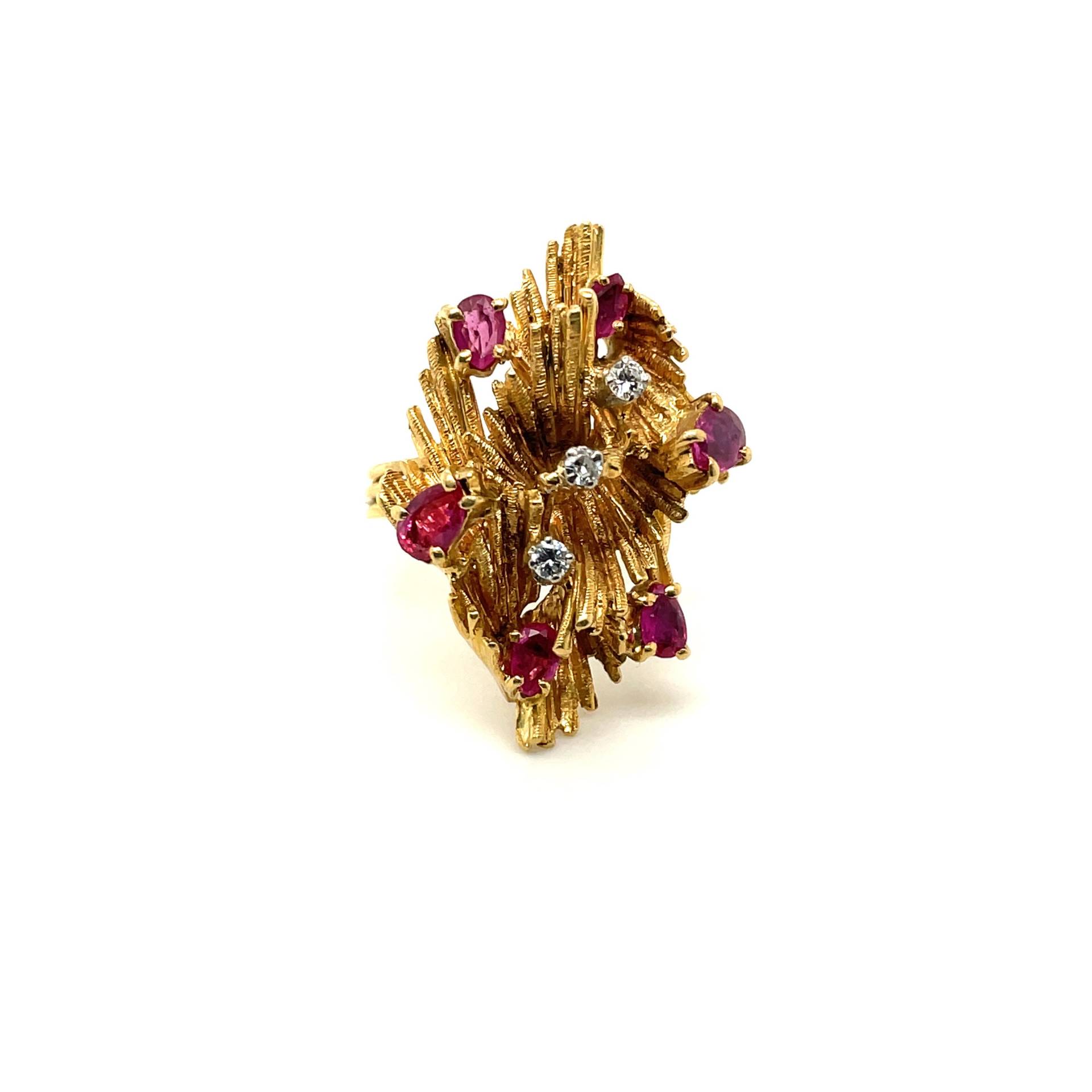 18Kt Gelbgold Diamant & Rubin Statement Ring von Crawfordsjewel