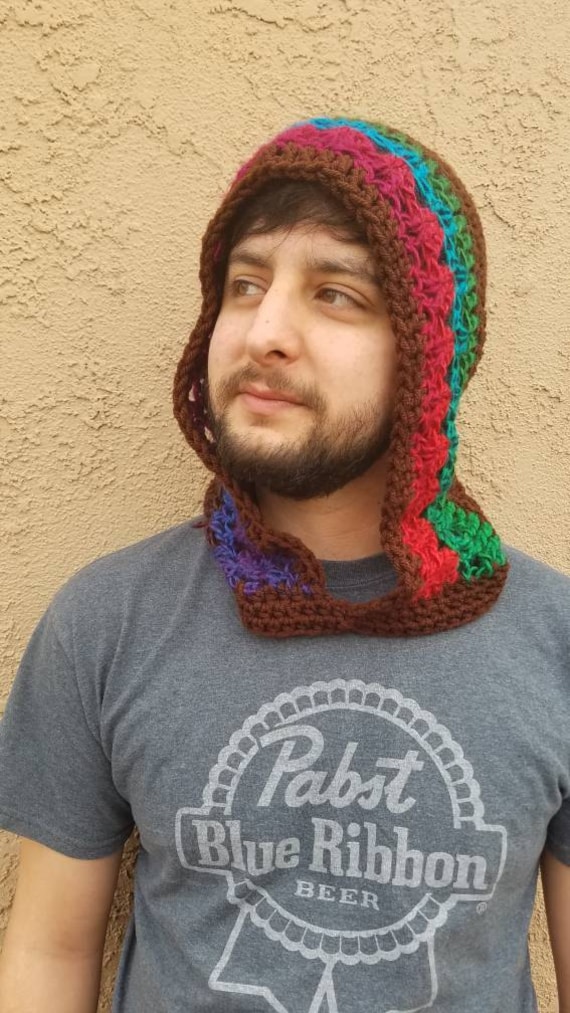 Deep Rainbow Festyhood/Festivalhut Festival Kapuze Craycray Gehäkelt von CrayCrayCrochetbyEM