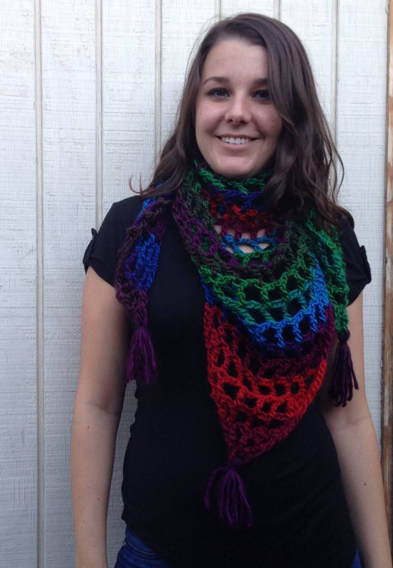 Regenbogen-Dreieck-Schal Mit Quasten/Wickeln Schal Craycray Häkeln von CrayCrayCrochetbyEM