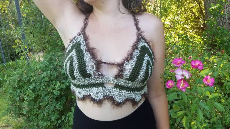 S/M The Warrior Festival Top/Häkeltop Rave Bralette Hippie Boho Craycray von CrayCrayCrochetbyEM