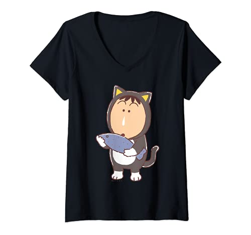 Damen Crayon Shin-chan Kätzchen Party spielen Bo-chan T-Shirt mit V-Ausschnitt von Crayon Shin-chan