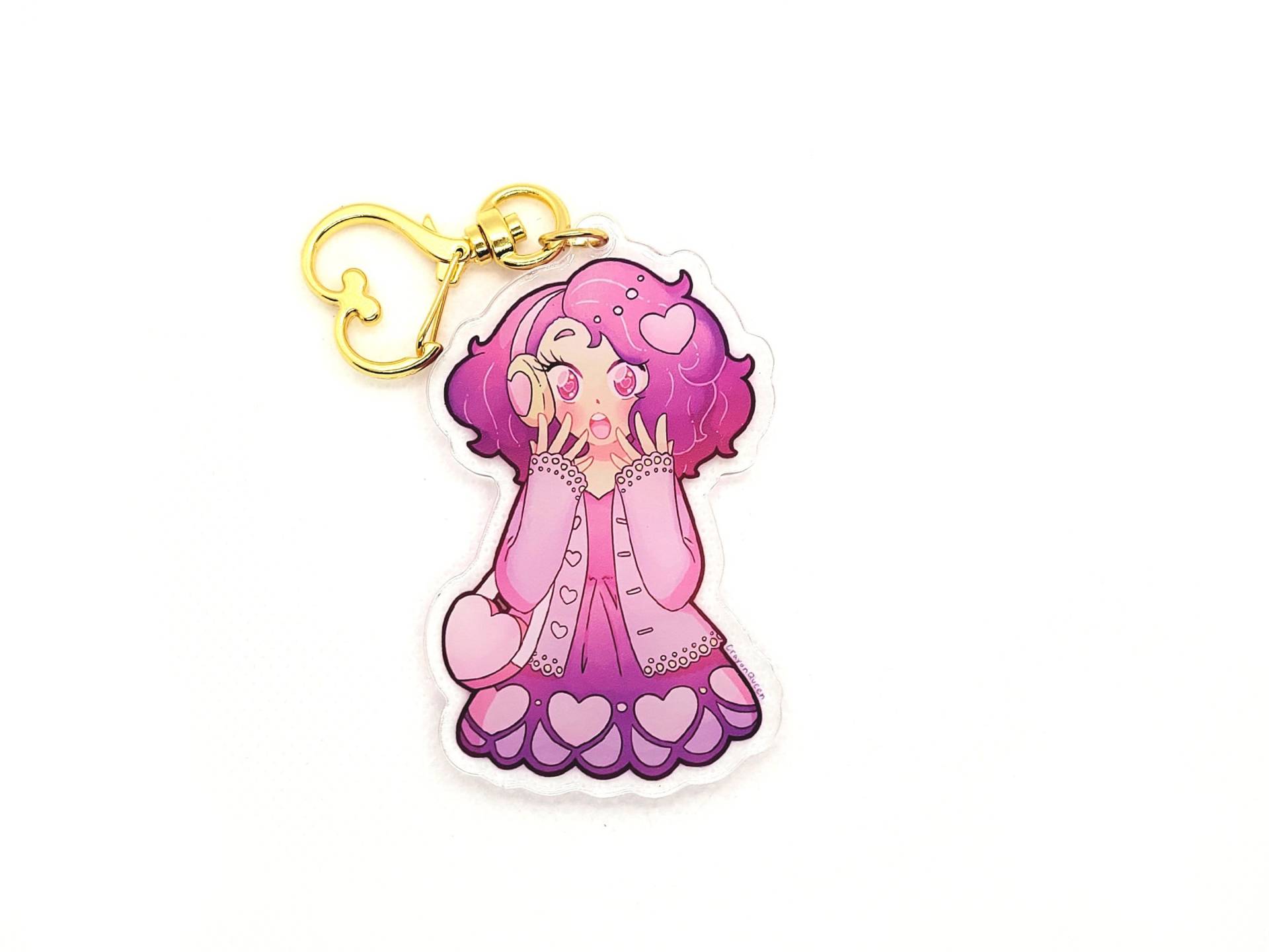 Rosa Herz Mädchen Kleid Mode Niedlich Entzückende Anime Schlüsselanhänger Charm Lila Geschenk Urlaub Dekor Ästhetik Kawaii Valentinstag von CrayonQueenCreations