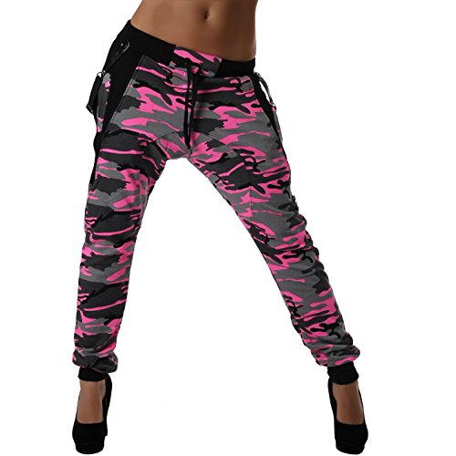 Crazy Age Camouflage Jogginghose Boyfriendhose Bagyyhose mit Hosentäger CA 1119 Cam (S, Pink) von Crazy Age