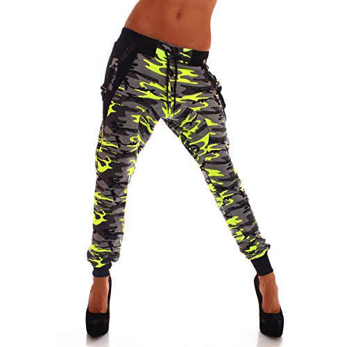 Crazy Age Camouflage Jogginghose Boyfriendhose Bagyyhose mit Hosentäger CA 1119 Cam (XL, Neongelb) von Crazy Age