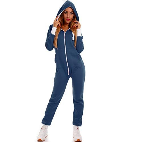 Crazy Age Basic Jumpsuits Ganzkörperanzug Einteiler One Piece Overall (L=40, Dunkelblau) von Crazy Age