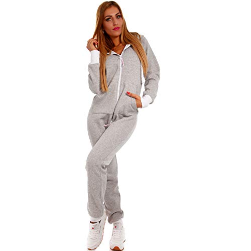 Crazy Age Basic Jumpsuits Ganzkörperanzug Einteiler One Piece Overall (XL=42, Hellgrau) von Crazy Age