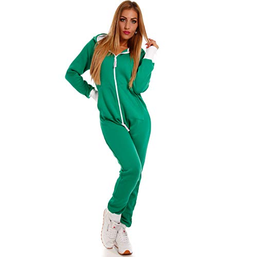 Crazy Age Basic Jumpsuits Ganzkörperanzug Einteiler One Piece Schlafanzug Mini Jumpsuit Kurz (M, Grün) von Crazy Age