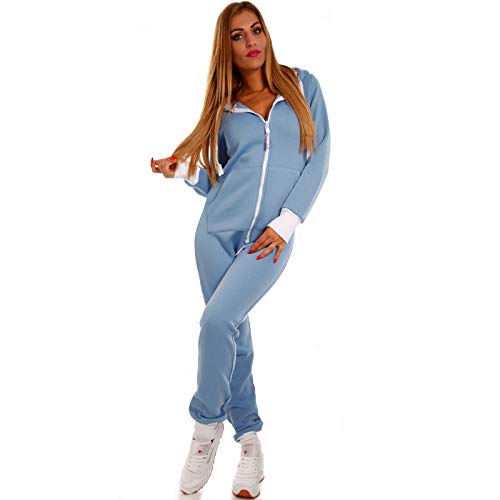 Crazy Age Basic Jumpsuits Ganzkörperanzug Einteiler One Piece Schlafanzug Mini Jumpsuit Kurz (M, Hellblau) von Crazy Age