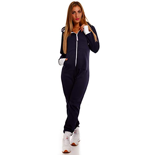 Crazy Age Basic Jumpsuits Ganzkörperanzug Einteiler One Piece Schlafanzug Overall Damen Jumpsuit Kuschelig und warm (CA -J- 502 4XL, Schwarz) von Crazy Age