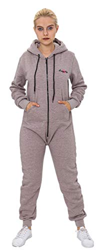 Crazy Age Basic Jumpsuits Ganzkörperanzug Einteiler One Piece Schlafanzug Overall Damen Jumpsuit Kuschelig und warm (L, Schlamm(2931)) von Crazy Age