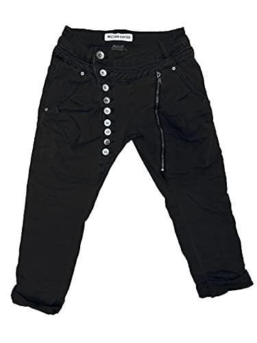 Crazy Age Boyfriend Baggy Jeans Bermuda Shorts mit schräger Knopfleiste und Reißverschluß Eyecatcher (Schwarz, S, s) von Crazy Age