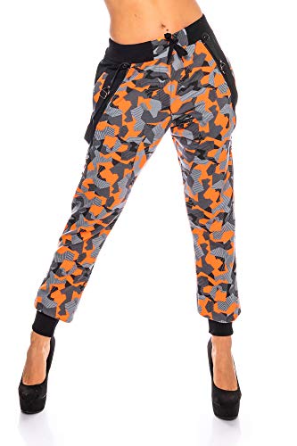 Crazy Age Camouflage Jogginghose Boyfriendhose Bagyyhose mit Hosentäger CA 1119 Cam (L, Neonorange N.) von Crazy Age