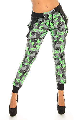 Crazy Age Camouflage Jogginghose Boyfriendhose Bagyyhose mit Hosentäger CA 1119 Cam (M, Neongrün N.) von Crazy Age