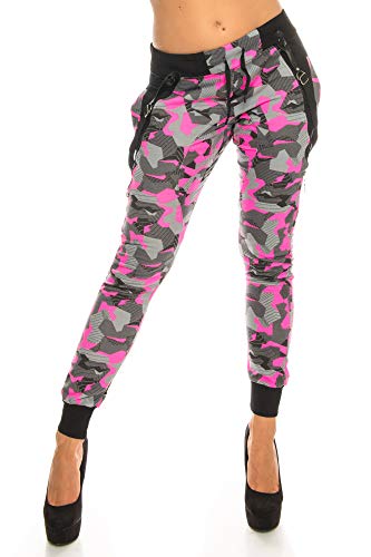 Crazy Age Camouflage Jogginghose Boyfriendhose Bagyyhose mit Hosentäger CA 1119 Cam (S, Neonpink N.) von Crazy Age