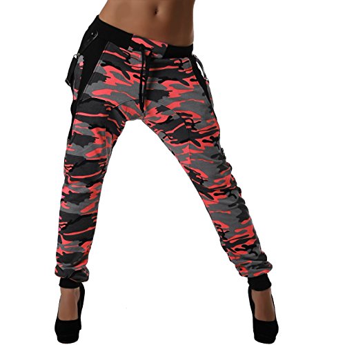 Crazy Age Camouflage Jogginghose Boyfriendhose Bagyyhose mit Hosentäger CA 1119 Cam (XS, Camou Orng) von Crazy Age