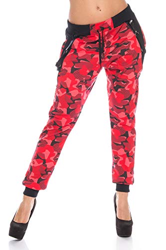 Crazy Age Camouflage Jogginghose Boyfriendhose Bagyyhose mit Hosentäger CA 1119 Cam (XS, Rot N.) von Crazy Age