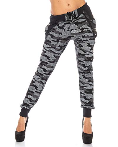 Crazy Age Camouflage Jogginghose Boyfriendhose Bagyyhose mit Hosentäger CA 1119 Cam (XS, Street Black) von Crazy Age