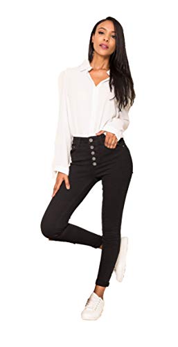 Crazy Age Damen Jeans Hose | 5 Pocket Denim | High Waist Jeans | Frauendenim in Herbstfarben |Super Skinny | Ultra Soft |Skinny | Stretch (Schwarz, XL~40) von Crazy Age